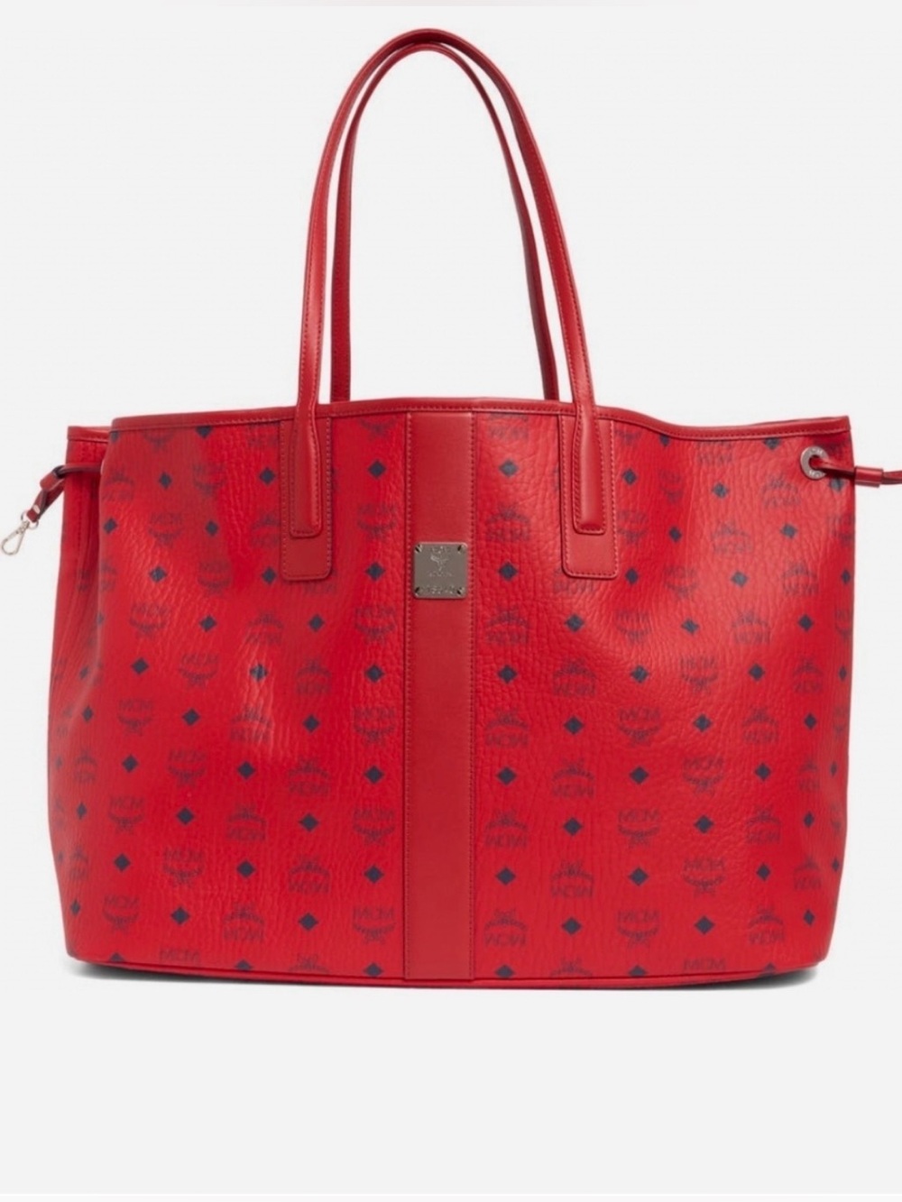 MCM visetos large liz reversible shopper tote candy red